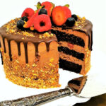 Fruity Chocolate Cake with Crunchy Caramelized Nuts